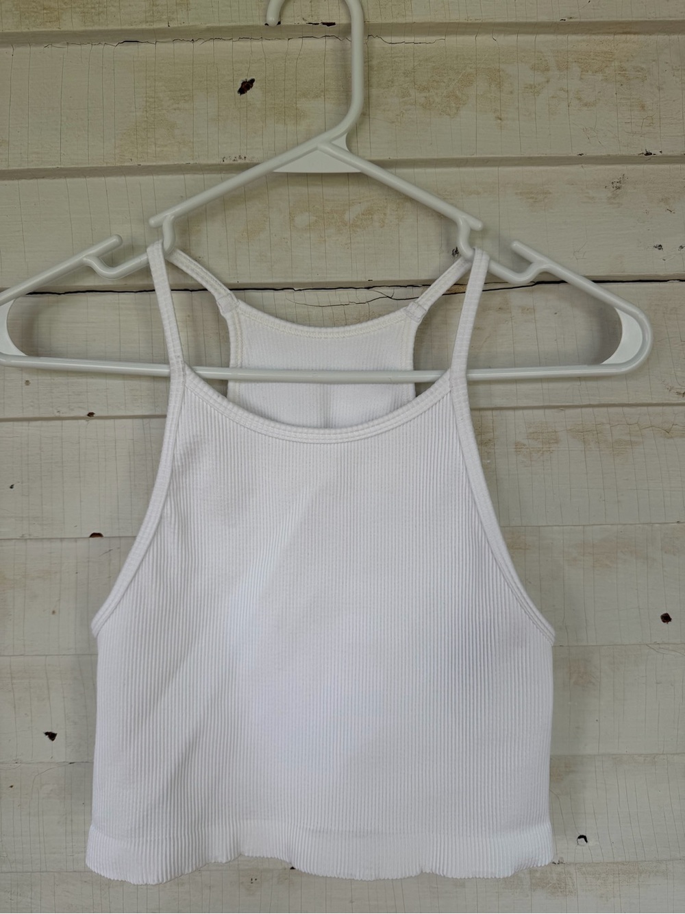 GAP White Ribbed Cropped Camisole Tank